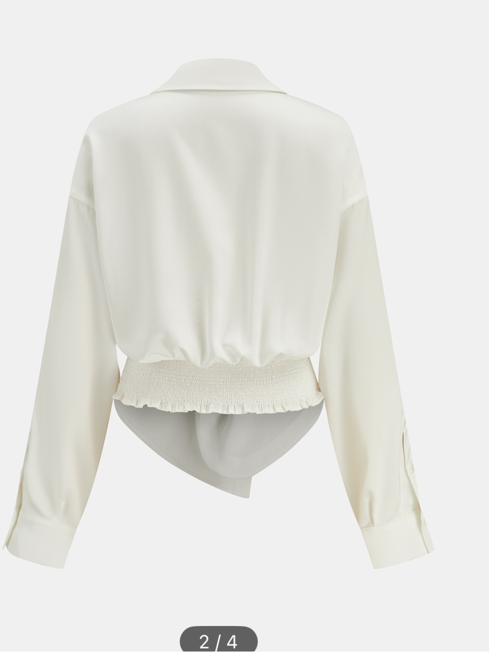 NWT COMMENSE Twist front collared silky white shirt size small - Picture 2 of 6